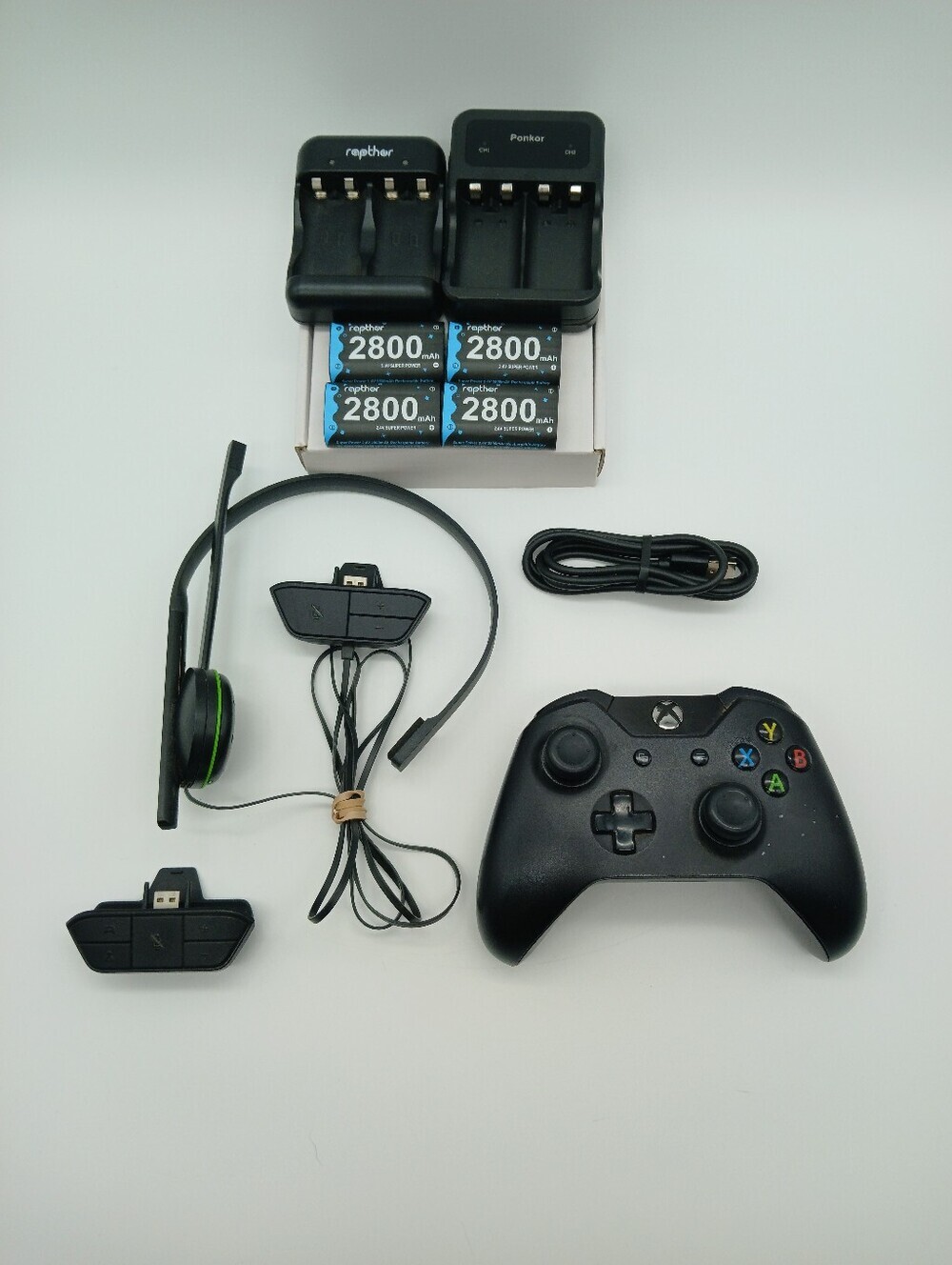 Xbox Wireless Controller with Headset & Battery Chargers - Black